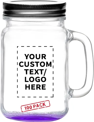 Vista 25 de DISCOUNT PROMOS Tarros de masón con mango Libbey personalizado con tapa de 16 onzas, juego de 10, paquete personalizado a granel