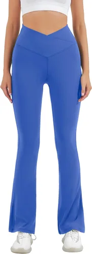 Vista 65 de HEGALY Pantalones de yoga acampanados para mujer, leggings cruzados, suaves, de cintura alta, pantalones casuales de entrenamiento con corte de bota