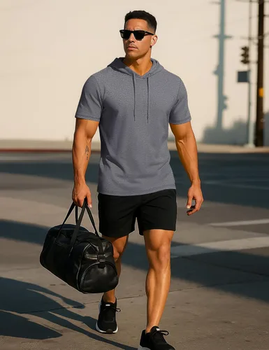 Vista 4 de TACVASEN Short Sleeve Hoodies for Men Cotton Hoodies Summer Sweatshirt Lightweight Breathable Workout Shirts Pullover