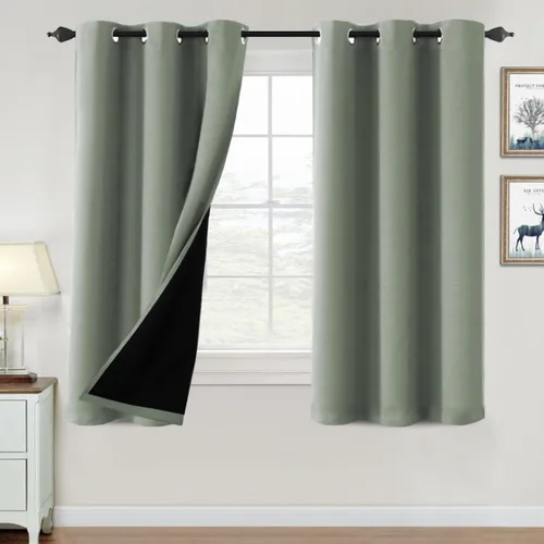 Vista 127 de H.VERSAILTEX Cortinas 100% de opacidad para dormitorio, con aislamiento térmico, cortinas opacas de 63 pulgadas de largo, cortinas de bloqueo