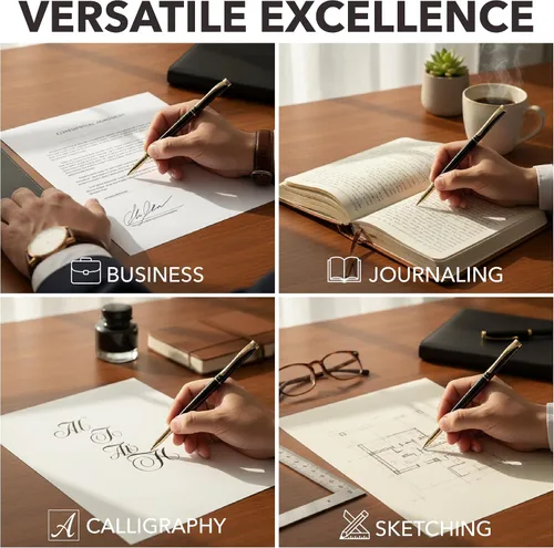 Vista 6 de Mr. Pen - Bolígrafo de lujo, barril negro, tinta negra, bolígrafo elegante, bolígrafos elegantes para hombres y mujeres, bonitos bolígrafos