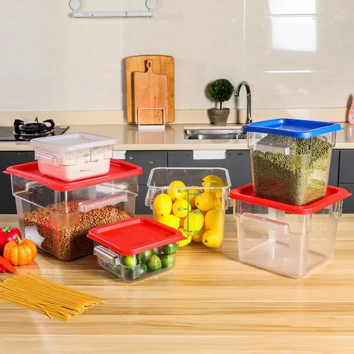 Vista 6 de Maxcheck 4 recipientes de almacenamiento de alimentos de 4 cuartos con tapas, de plástico transparente a granel, contenedores de almacenamiento