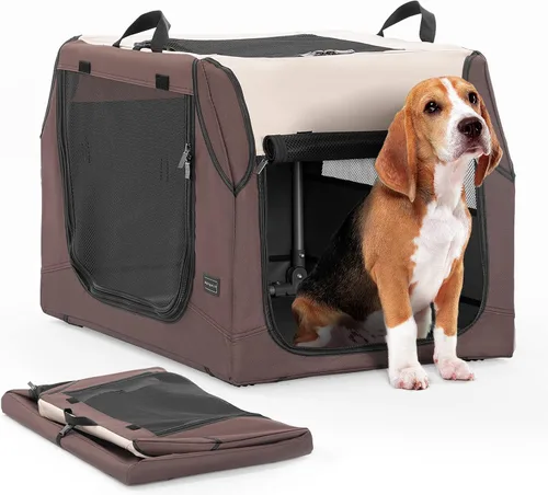 Vista 11 de PETSFIT Jaula de viaje para perros, jaula suave para perros, estructura ajustable resistente de 24 pulgadas, fácil de instalar, perrera portátil
