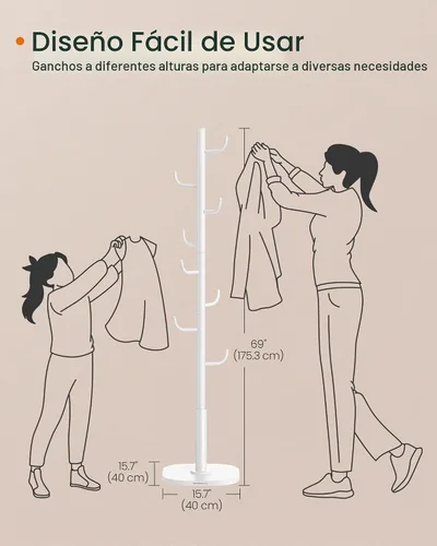 Vista 5 de SONGMICS - Perchero con forma de cactus, 8 ganchos resistentes, 69 pulgadas de alto Escudo de árbol independiente con extremos curvos, para ropa