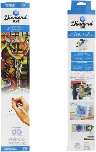 Vista 7 de DIAMOND ART BY LEISURE ARTS Kits de pintura de diamantes para adultos de 14 x 16 pulgadas, vino abstracto avanzado, taladro completo, kits de arte