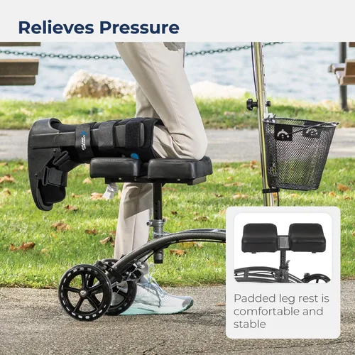 Vista 3 de [Usado] Drive Medical 796 Andador de rodilla orientable con altura ajustable, patinete de rodilla, andador de pierna, alternativa a la muleta