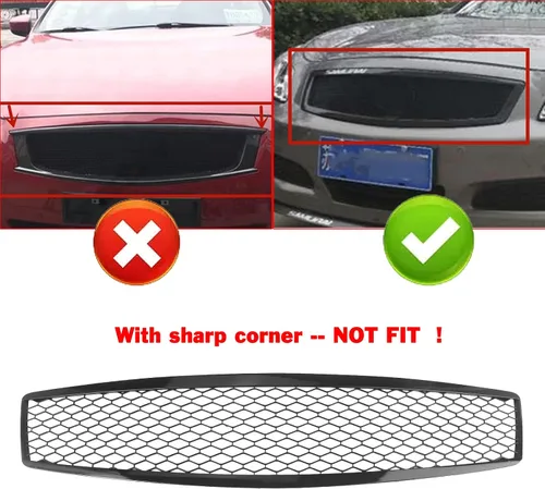 Vista 8 de Rejilla frontal de malla para Infiniti G35 G37 2007-2009 Sedan negro brillante