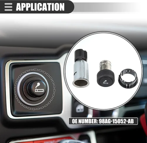 Vista 3 de Motoforti Conjunto de encendedor de cigarrillos de coche, enchufe para encendedor de cigarrillos, para Ford E-150 2009-2012, plástico