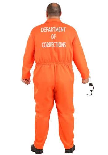 Vista 2 de Disfraz de Mono Naranja de Prisión Talla Plus para Hombre Multicolor