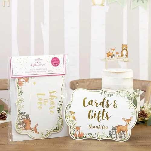 Vista 4 de Kate Aspen Decoraciones de baby shower de bosque, kit de letreros decorativos (8 letreros diferentes, letrero de bienvenida para baby shower y más)