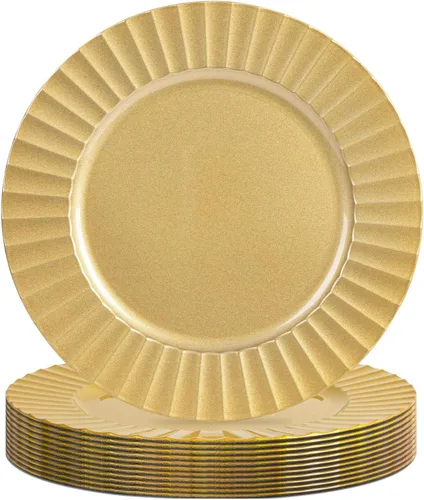 Vista 7 de MAONAME Juego de 6 platos base negros de 13", platos base redondos para platos de cena, platos base de plástico, platos base para mesa de boda