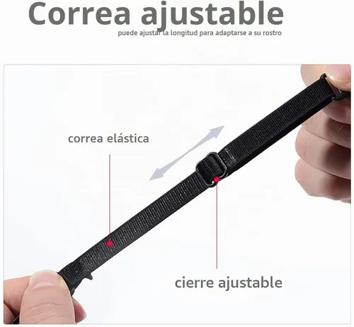 Vista 6 de Correa para mascarilla, clip para máscara facial, 10 protectores Negro (10 piezas)