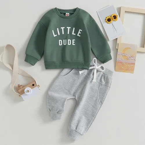 Vista 2 de Conjunto de ropa para bebé recién nacido, sudadera de manga larga y pantalones, para otoño e invierno, 2
