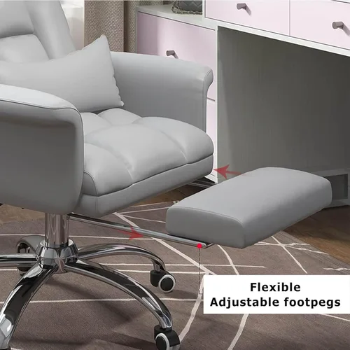 Vista 4 de Ergonomic Office Chair with Footrest, High Back PU Leather Executive Computer Chair with 135° Backrest and Lumbar Support for Home Desk Task, Easy