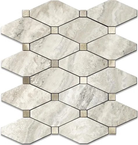 Vista 24 de STICKGOO 1 hoja de salpicaduras de pared para despegar y pegar, adhesivos de azulejos compuestos de aluminio Calacatta, salpicaduras autoadhesivas