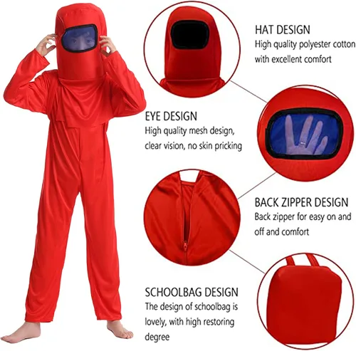 Vista 3 de Disfraz de astronauta A-mong, overoles para niños, para Halloween, cosplay, fiesta de Navidad