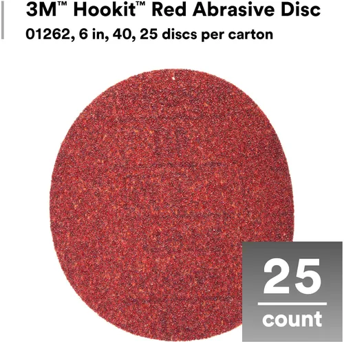 Vista 3 de 3M Hookit - P80D, disco de arena abrasiva, rojo, 6 pulgadas., Grado: 40