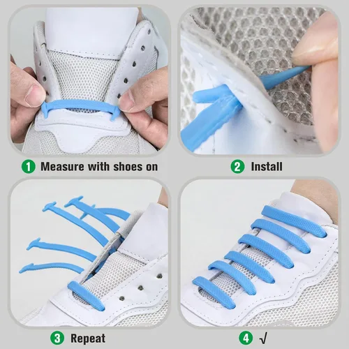 Vista 4 de INMAKER Cordones de zapatos que no se atan, para niños y adultos, cordones elásticos para zapatos casuales y cordones de silicona