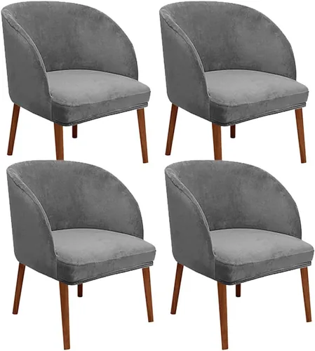 Vista 32 de Juego de 2 fundas de terciopelo elástico para sillas de comedor, con respaldo curvo moderno, protector de silla para sala de estar, dormitorio, Beige