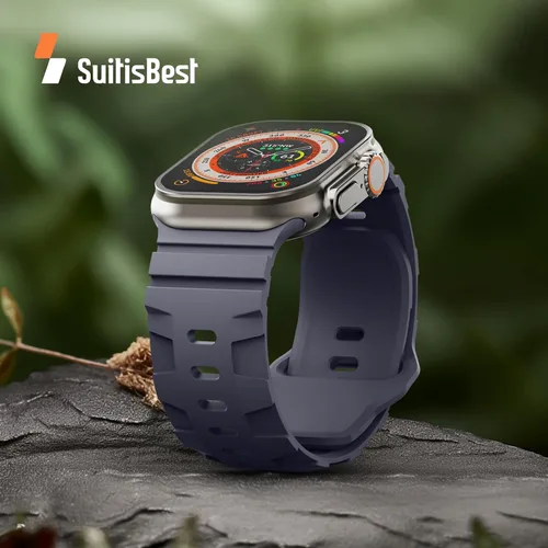 Vista 4 de Correa deportiva compatible con Apple Watch Ultra 2 Band de 1.929 in 1.811 in 1.772 in 1.732 in 1.654 in para hombres, correas de silicona suave