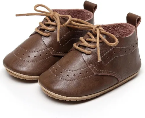 Vista 2 de Mocasines de cuero para bebés, niños y niñas, cómodos zapatos de vestir Oxford, zapatos de boda, zapatos para primeros pasadores, zapatos de cuna
