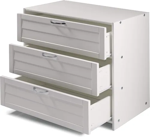 Vista 3 de Donco Kids Louver Low LOFT - Cómoda con 3 cajones, color blanco (790-BW)