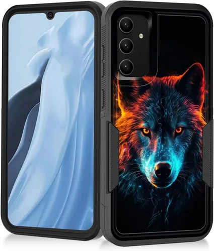 Vista 176 de Funda para Galaxy A14 5G, resistente de doble capa híbrida de policarbonato duro, goma suave, a prueba de golpes, funda protectora resistente