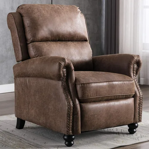Vista 12 de CANMOV Sillón reclinable de piel sintética con decoración de remaches, sofá individual para sala de estar, color negro
