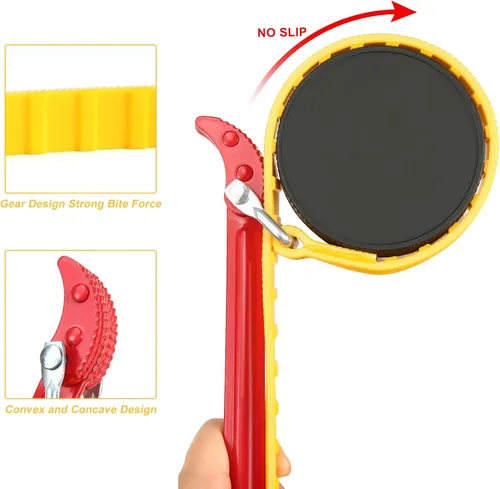 Vista 6 de Llave de correa de cinturón de 10 pulgadas, llave de correa ajustable multifuncional con mango de acero para reemplazar el filtro de agua, juntas