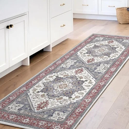 Vista 325 de OPPODREAM Alfombras suaves, pequeñas y lavables con parte trasera antideslizante, alfombra de cachemira sintética de pelo bajo, 2 x 3 pies, azul