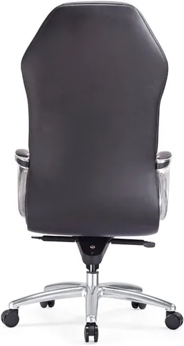 Vista 8 de ZURI Muebles - Silla ejecutiva ergonómica de cuero genuino con base de aluminio, color negro