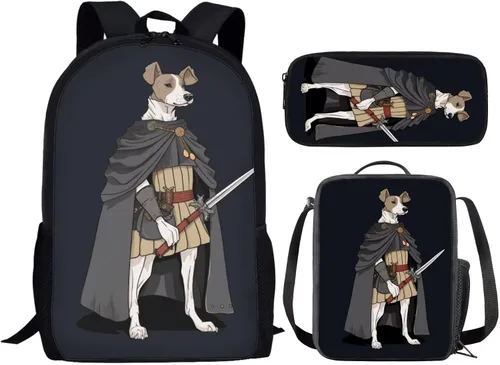 Vista 2 de Juego de mochila y bolsa de almuerzo para niños y niñas, mochila escolar portátil y ligera de 17 pulgadas con lonchera y estuche para lápices