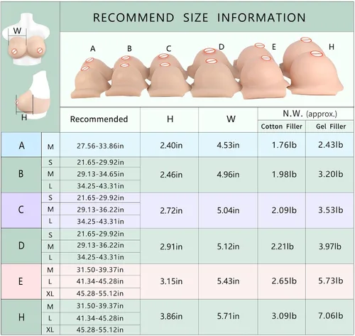 Vista 6 de Breast Plate Crossdressers Strapless Silicone Filled Fake Breast Boobs A-H Cup for Cosplay Transgender (Bronze, H cup M size silicone gel filler)