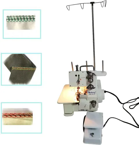 Vista 6 de Máquina de coser Overlock de 4 hilos, máquina de coser para el hogar+controlador de pie, DP5 x 80-95, 1200 puntadas/minuto