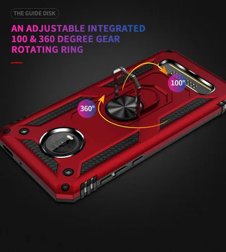 Vista 5 de Funda de grado militar para Motorola Moto Z4, Moto Z4 Play Case 360 Metal giratorio anillo soporte soporte magnético para coche Armadura resistente