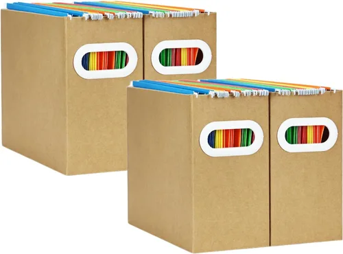 Vista 27 de Organizador de archivos colgante, organizador de carpetas de archivos de cartón para tamaño carta, caja de almacenamiento de documentos