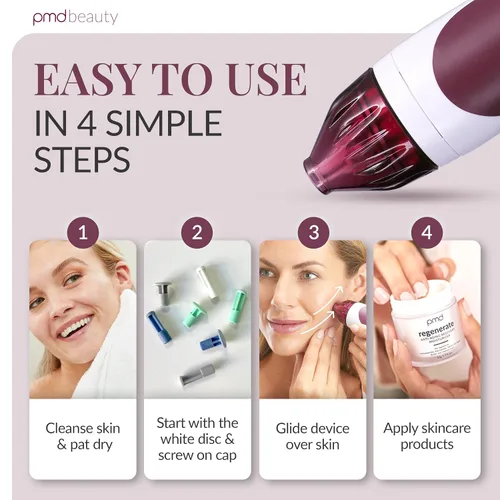 Vista 6 de PMD Beauty Personal Microderm Classic - Uso en el hogar, herramienta exfoliante facial, kit de máquina de microdermoabrasión para el cuidado