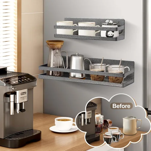 Vista 4 de Uten Estante grande para especias para refrigerador, paquete de 2 estantes magnéticos fuertes, organizador de refrigerador movible para cocina