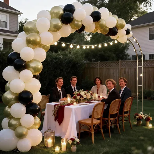 Vista 6 de Globos negros, blancos y dorados, 50 globos de látex de helio de 12 pulgadas, color negro, blanco, crema, beige, dorado metálico, para mujeres