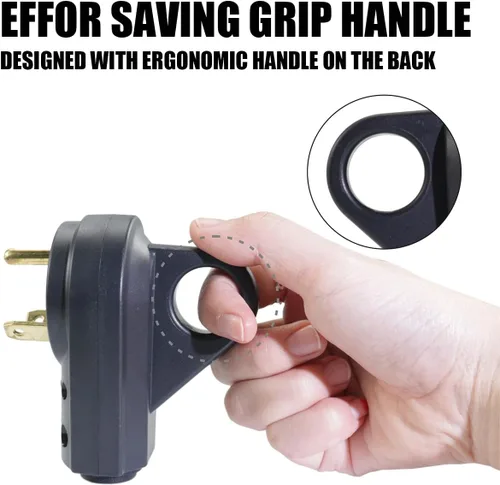 Vista 4 de BELOMI Enchufe RV de 30 amperios, adaptador de enchufe de repuesto resistente NEMA TT-30P, conector de alimentación eléctrica de 125 V, extremo