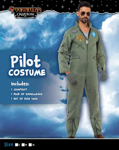 Vista 2 de Disfraz de piloto de vuelo para hombre con accesorio para fiesta de Halloween