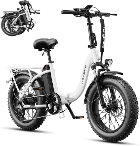 Vista 23 de Heybike Ranger 2.0 Foldable Electric Bike for Adults, 20"×4 Fat Tire Ebike with 1400W Peak Motor, 28 MPH Max Speed, 600Wh Removable Battery, Up to