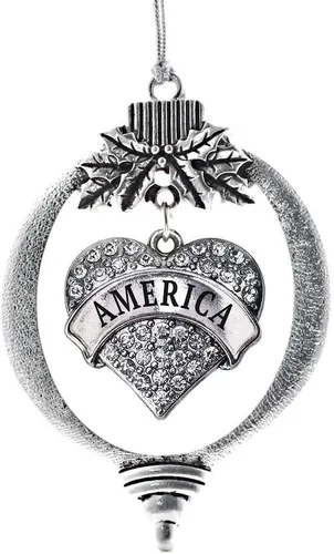 Vista 121 de Inspired Silver Adornos festivos de dije de corazón pave de plata con circonitas cúbicas