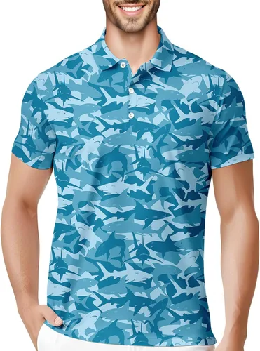 Vista 51 de HIVICHI Camisas de golf divertidas para hombre con patrón estampado loco colorido y novedad de alto rendimiento que absorbe la humedad, camisa tipo