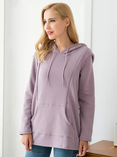 Vista 13 de Bearsland - Sudadera de lactancia y maternidad para mujer, con bolsillos y capucha