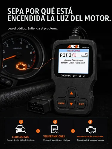 Vista 4 de Ancel AD310 Pro Bluetooth OBD2 escáner y probador de batería para Gris