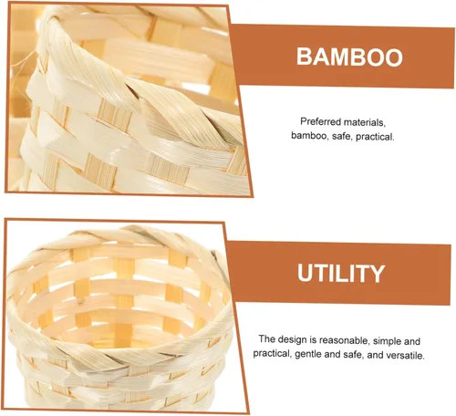 Vista 3 de IMIKEYA Cestas tejidas de bambú hechas a mano Mini cestas de frutas de almacenamiento para pan decorativo de cocina
