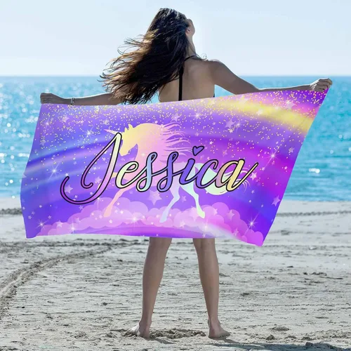 Vista 28 de Artsadd Toalla de playa personalizada con nombre, toallas de playa personalizadas con puntos azules y flores, toallas de playa con nombre
