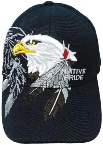 Vista 3 de Sombrero bordado negro con plumas de águila calva india de Native Pride, Multi