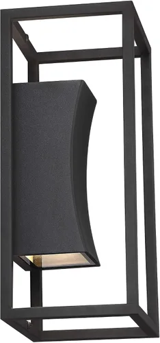 Vista 6 de Possini Euro Design Kell - Moderna lámpara de pared para exteriores, con textura, color negro, regulable, LED de 14 pulgadas, difusor de vidrio